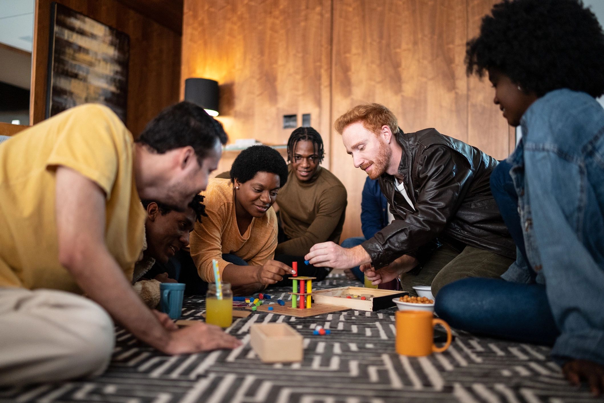 Friends collaborating on a puzzle