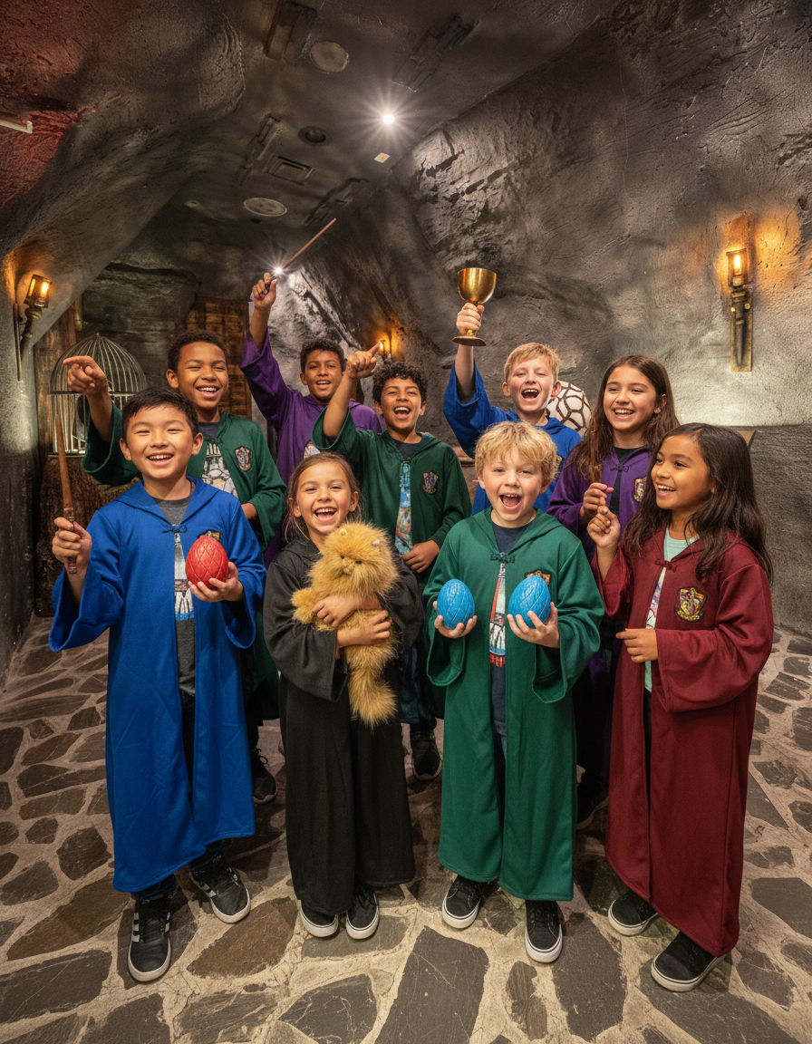 Wizard Trials kids birthday party PanIQ Room Los Angeles